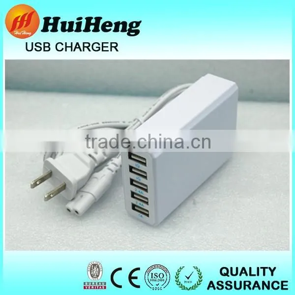Fireproof 7A 5 port Desktop usb phone charger,eu plug chrager