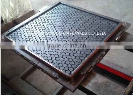 500*500mm ceramic rubber liner, hexagonal ceramic tiles embedded