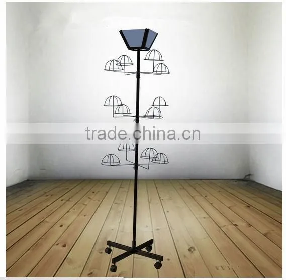 Adjustable metal spinner wire hat rack