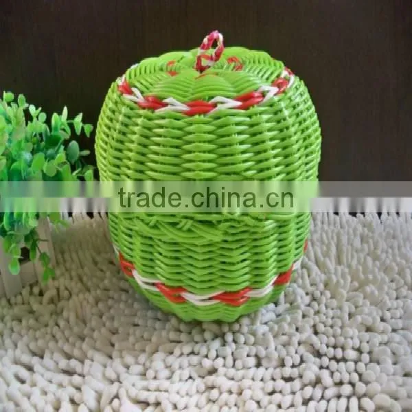 2014 new wholesale empty pe storage basket colorful with lid