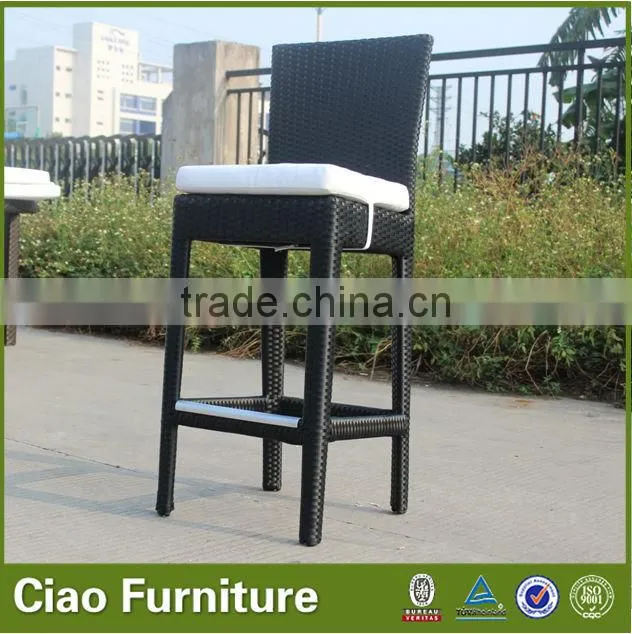 plastic rattan bar chair with back