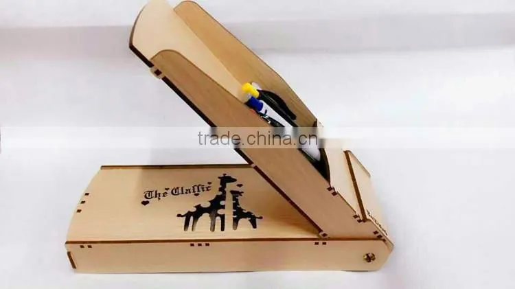 hot selling large capacity cheap custom pattern student wooden pencil case