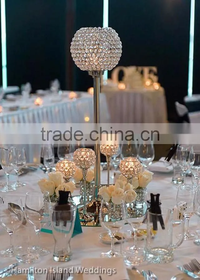 gold plated crystal ball wedding candle holder
