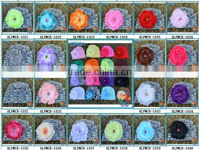baby winter hat Toddler Cotton knit beanie with peony flower