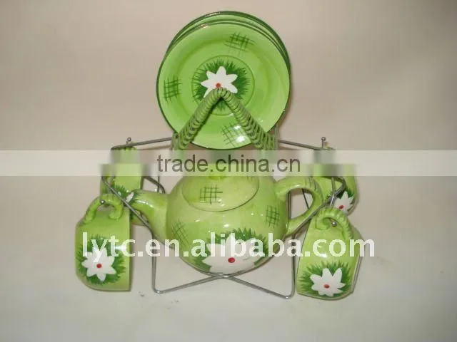 colourful porcelain tea set