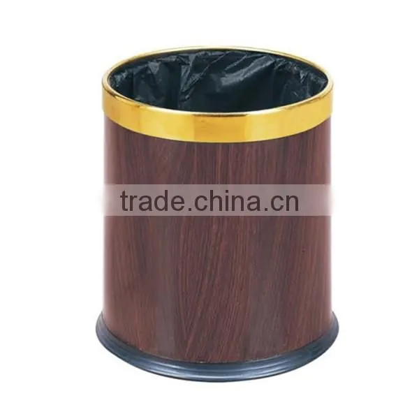 Indoor steel trash can/ Hot sale hotel guest room/living room dustbin/ Promotion garbage can GPX-25 Walnut