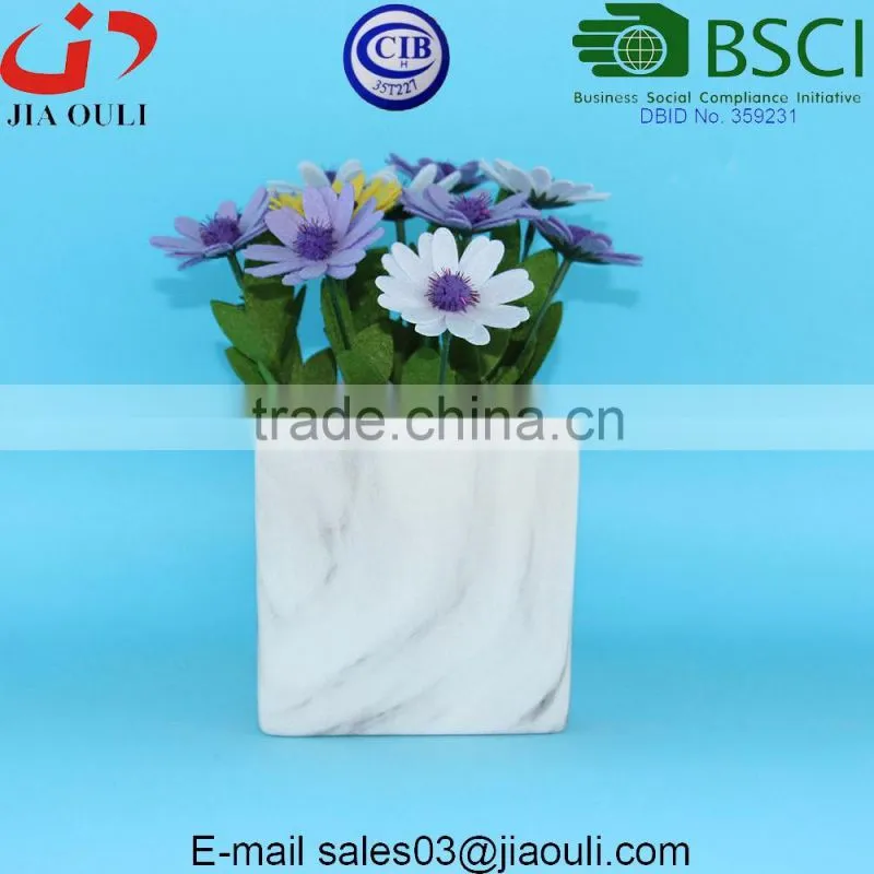 12cm Marble design ceramic square plant pot