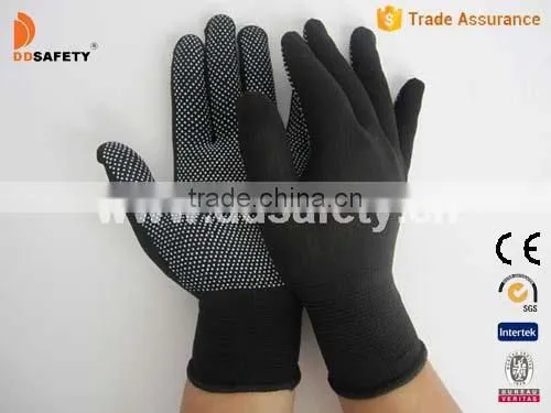 White Mini PVC Dots Gloves13 Gauge Nylon Gloves With Cotton Yarn Polyester Seamless Working Gloves