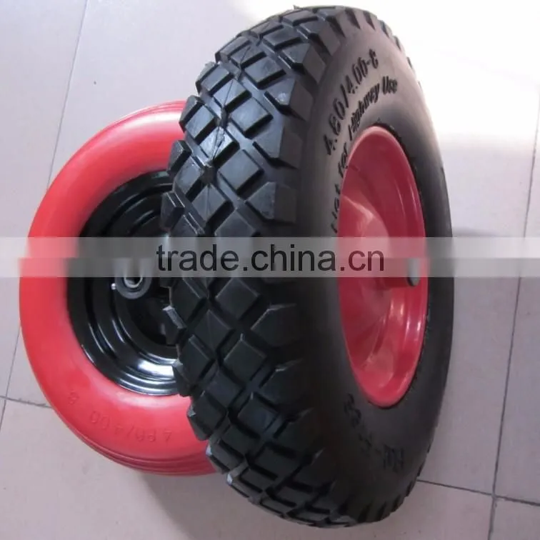 flat free tire 4.00-8 pu wheel