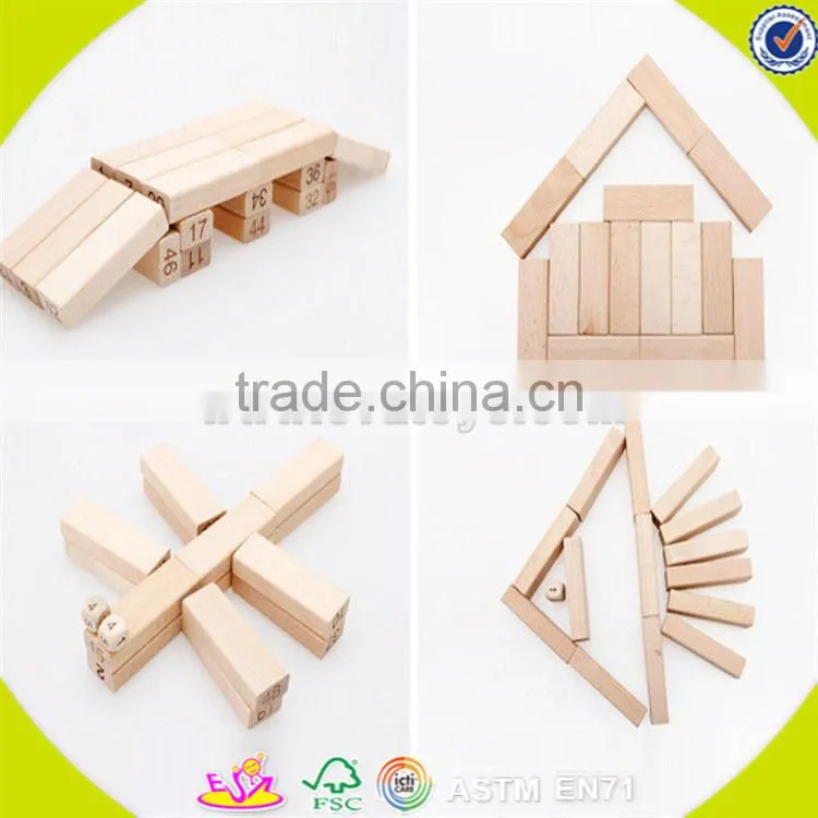 Wholesale 51 PCS educational baby stacking bricks game funny wooden stacking bricks game toy kids wooden blocks W13D149