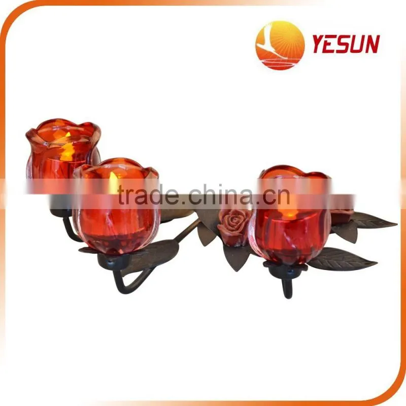 Iron Candle Holder,Rose Candle Holder, Glass Candle Holder