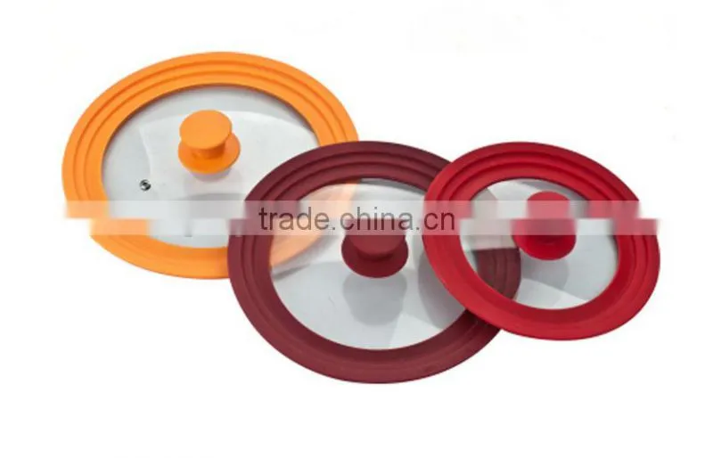 The Large Universal Pot Pan Lid Tempered Glass Cover with Silicone Rim