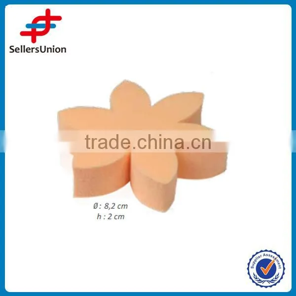 flower shaped foundation make up powder puff, refillable and nature cosmetic powder puff