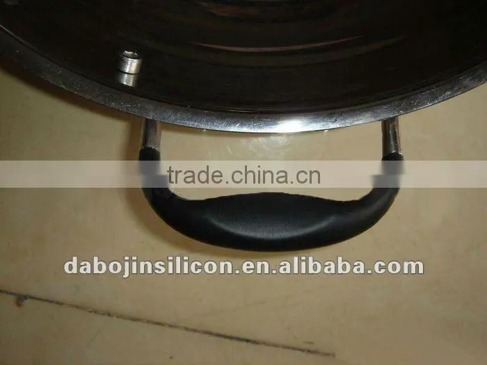 Fry pan handle coated with silicone rubber
