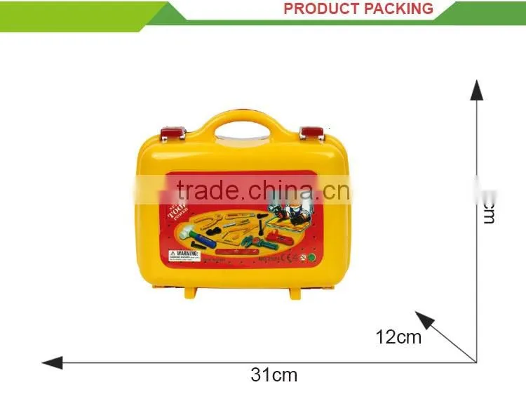 New design kids indoor pretend play toy plastic mechanic tool box set