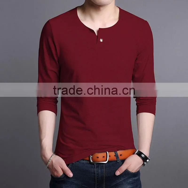 Custom fashion 100% cotton long sleeve knitted polo t shirt men 2016