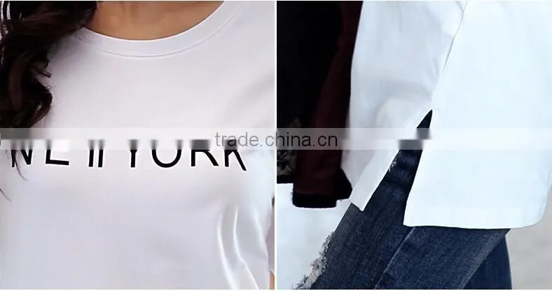 Customized manufactorying 100% cotton long pattern long-sleeve T shirt for ladies