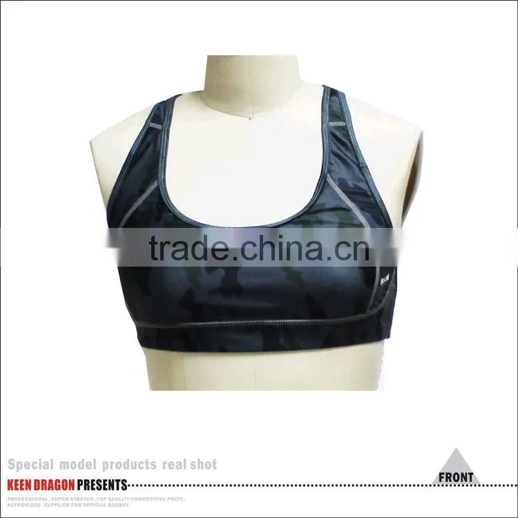 Women sexy camo custom sublimation spandex sports bra