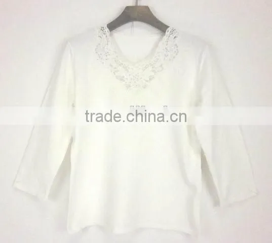 cheap women sweater 100% cotton sweater crochet V neck jumper sweater