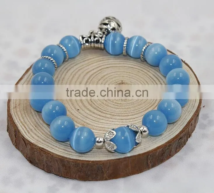 F20076N New fashion natural stones skull bracelet For women crystal opal beads stone bracelet