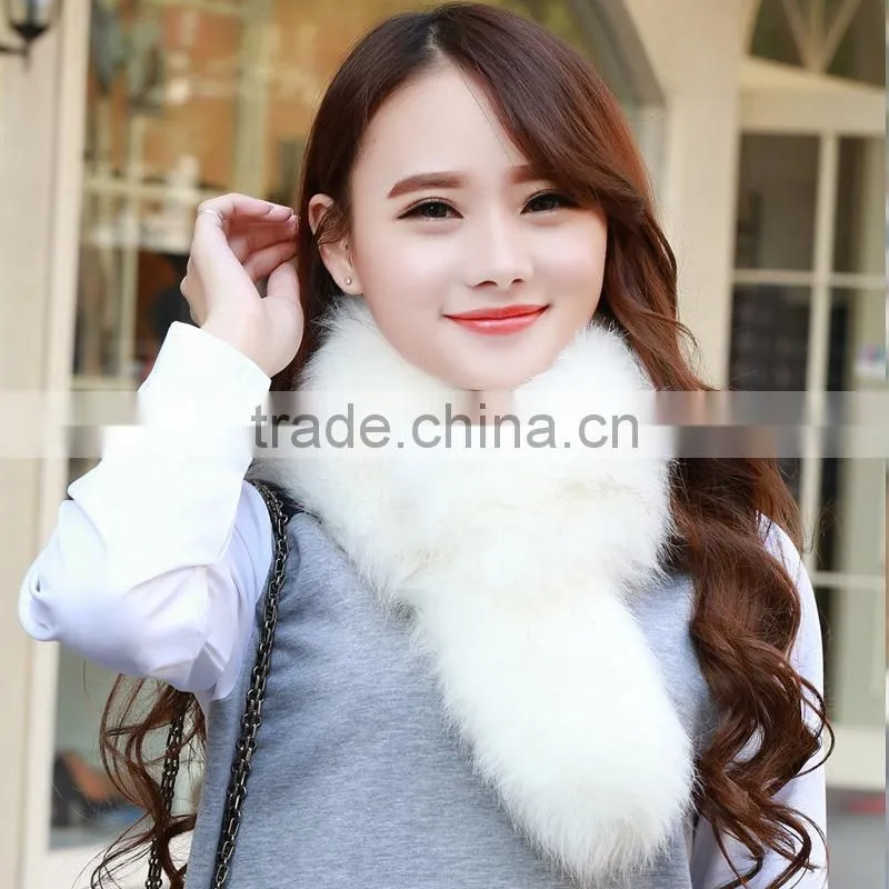 Pure colour Fox Fur Shawl Beige Thick Faux Fur Scarf