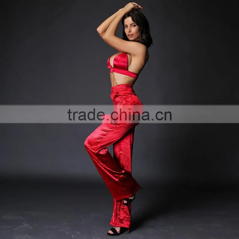 Runwaylover 011 Ladies Sexy Crop Tops And Casual Pants
