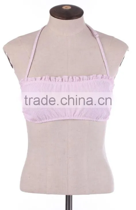 New Arrival Chevron Striped Seersucker Bandeau Top