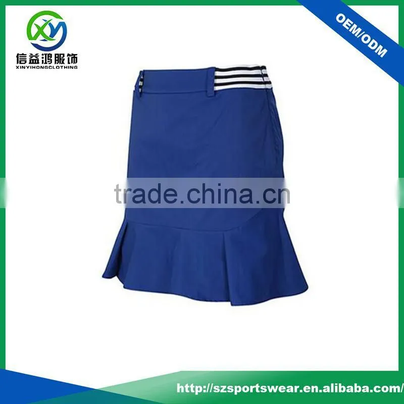 blue 100% polyester fabric solid color golf apparel sports fishtail falbala Skirt