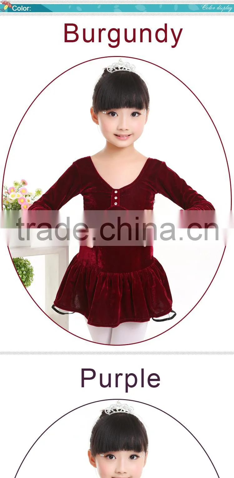 Long Sleeve Velvet Ballet Dance Leotard Keep Warm Children Dancing Dress