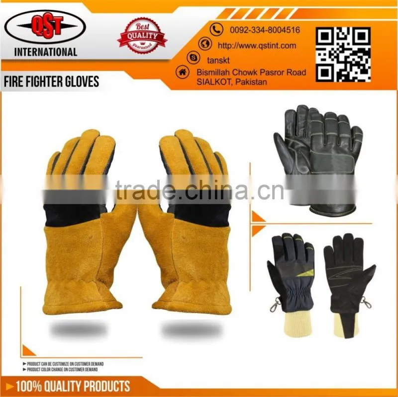 Leather Work Gloves With Insulated Split Cowhide for Firefighter