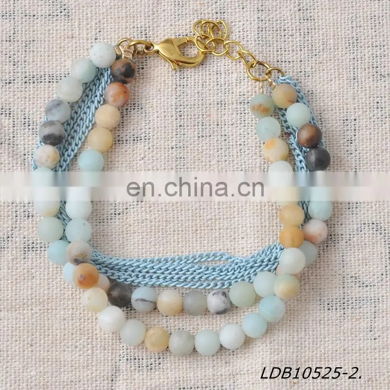 Sequin green agate chip stretch bracelet