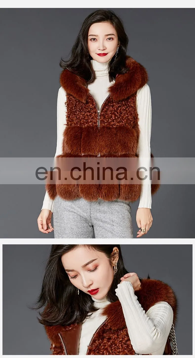 2017 New Fashion Real Fox Fur Geilt High Quality Fur Vest With Hood