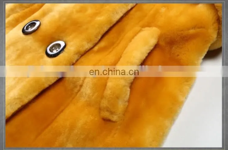 New style double breasted merino sheep shearling fur coat
