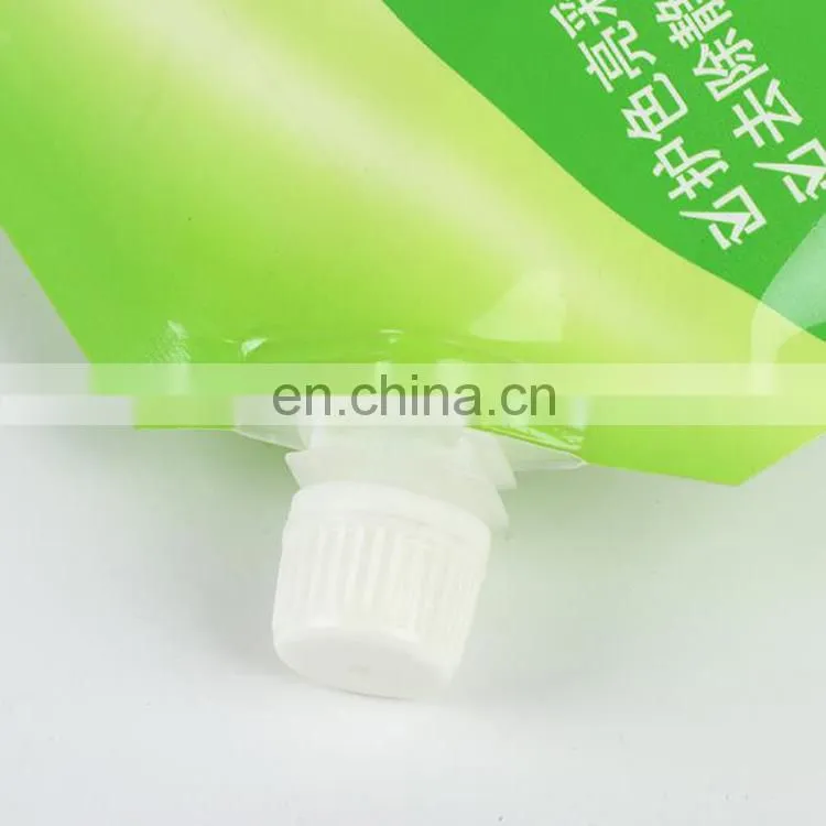 customized printing stand up reusable laundry detergent packaging spout bag with side hang hole