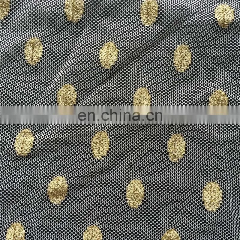 Newly Oval Dot Nylon Spandex Metallic Mesh Fabric