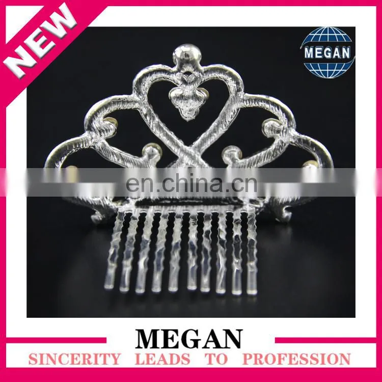 Hot sale hair accessories Kids rhinestone mini crown Wholesale heart hair comb