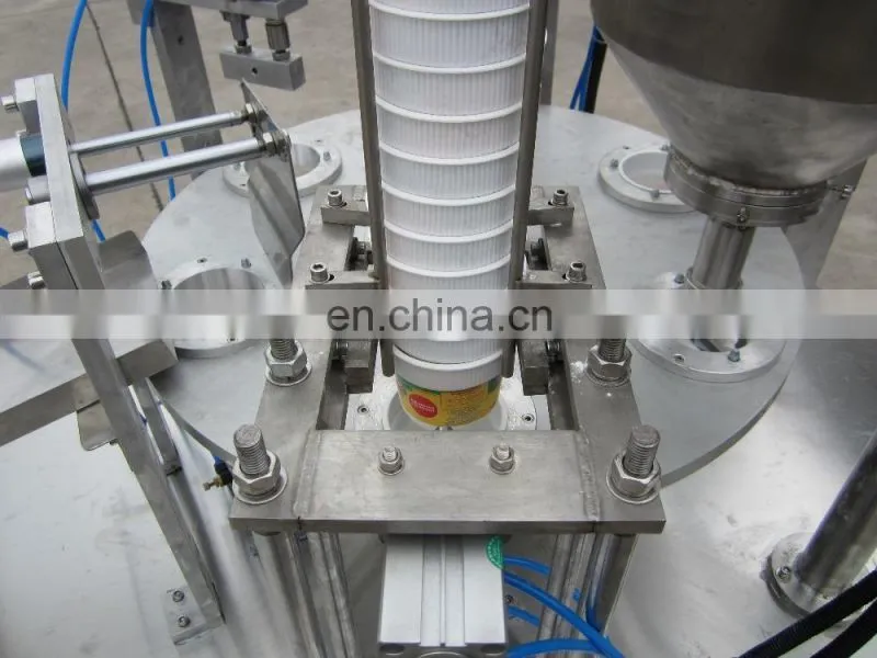 rotary table ice crame small plastic cups filling and sealing machine