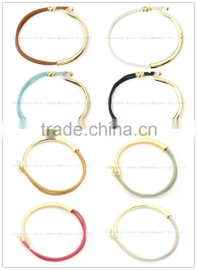 Turquoise bead bangle bracelet with white gold copper tube