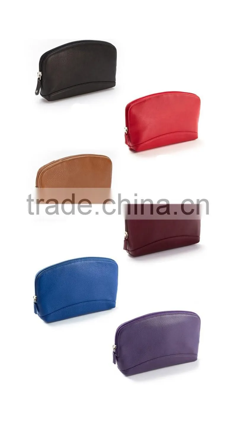 waterproof practical genuine leather cosmetic bag, leather makeup organizer case lady