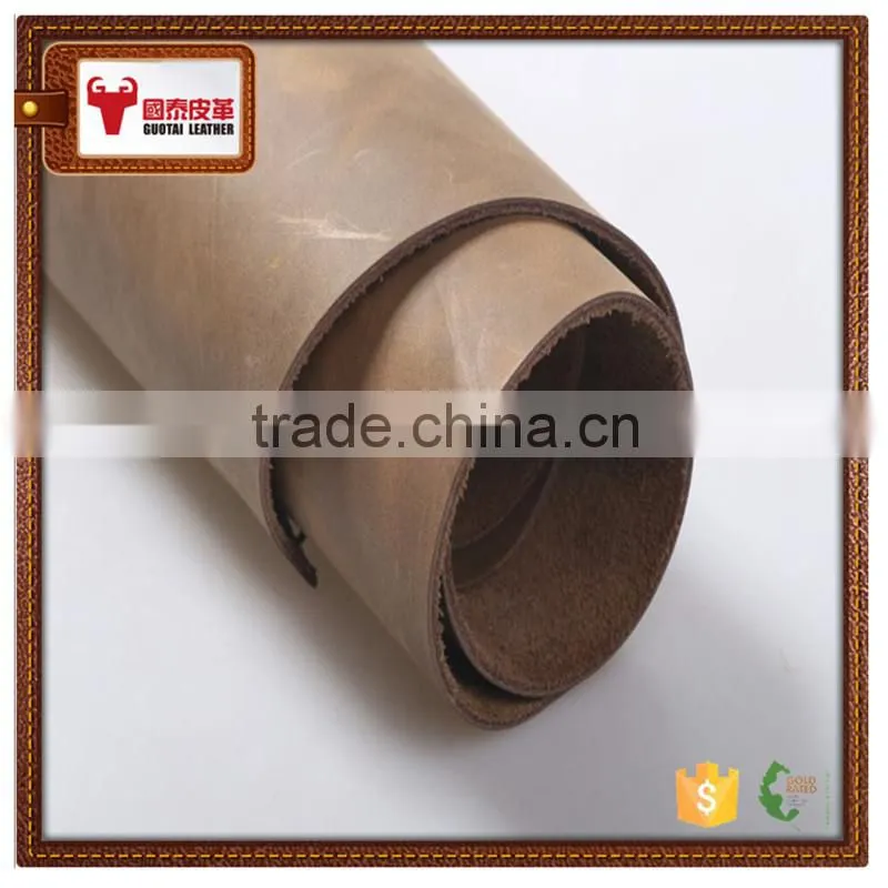 genuine china leather for shoes vintage style crazy horse pattern