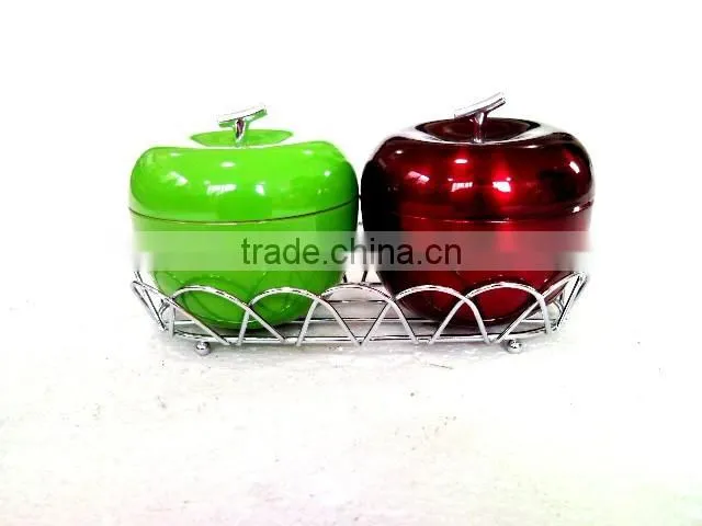 Painted Apple Shape Stainless Steel Spice Jar