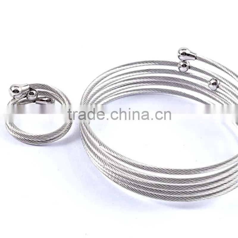 2016 hot new arrivals bangles stainless steel wire multilevel bracelet jewelry sets