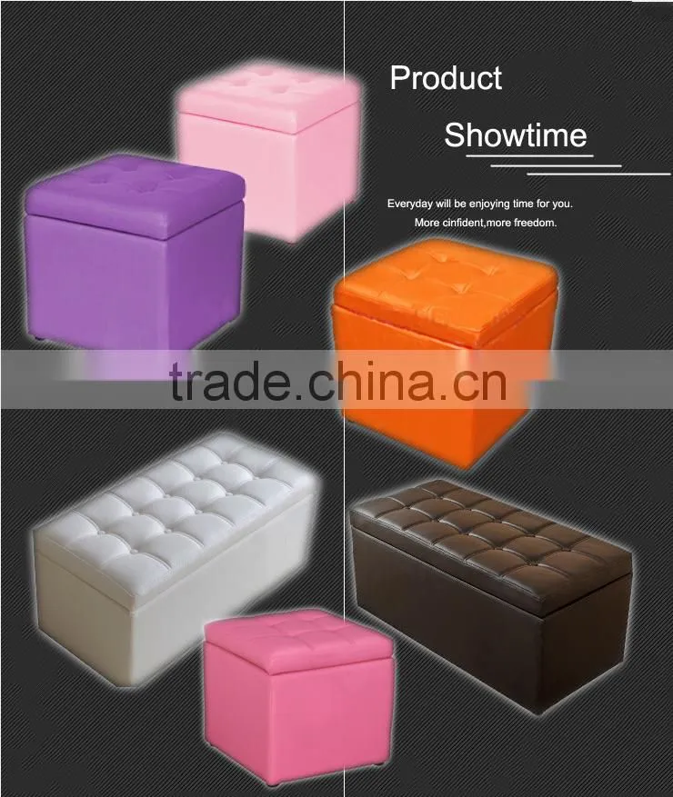 Storage leather ottoman pouf