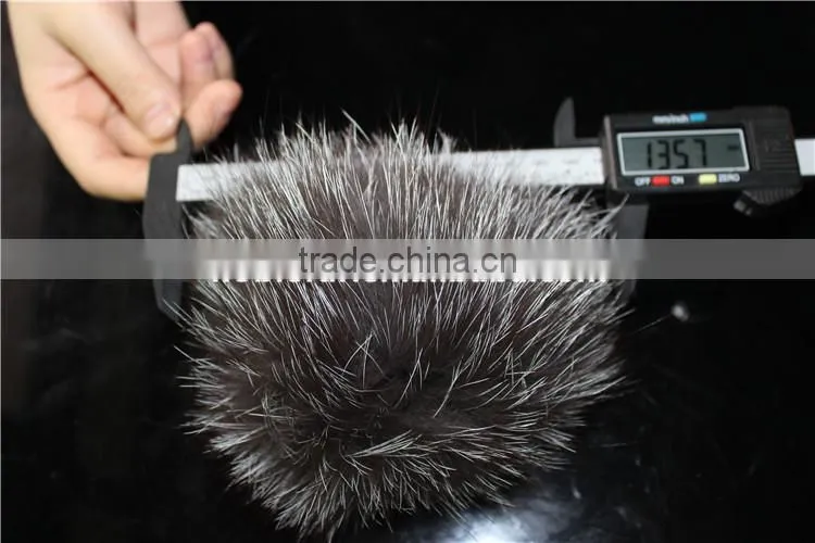 Real Silver Fox Fur Pompom For Hat Bag Decoration Women Fashion Trendy Accessories