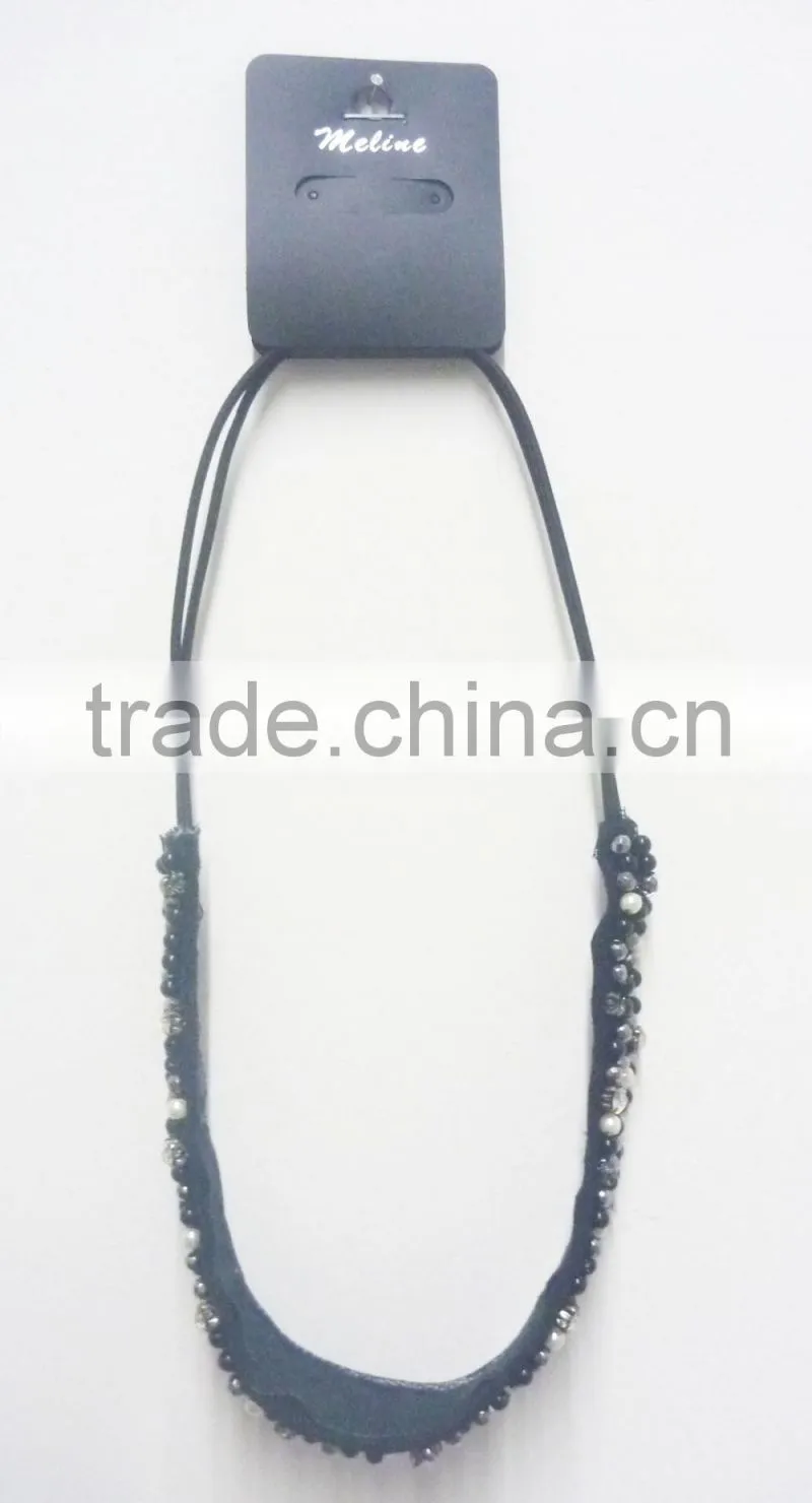 FASHION FABRIC HAND SEWN BEADED RHINESTONE HEAD BAND
