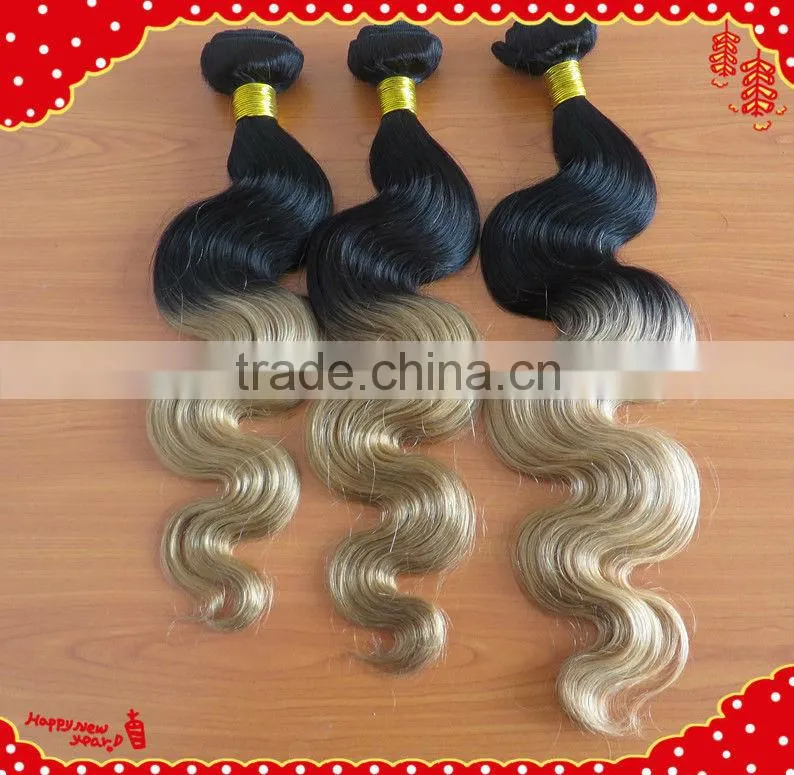 Wholesale Body wave brazilian colored two tone hair weave cheap ombre hair extension