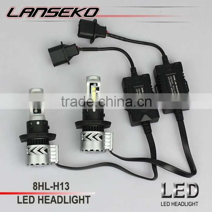 Top!! excellent heat dissipation H13 car led light super brightest 6000LM car led bulb
