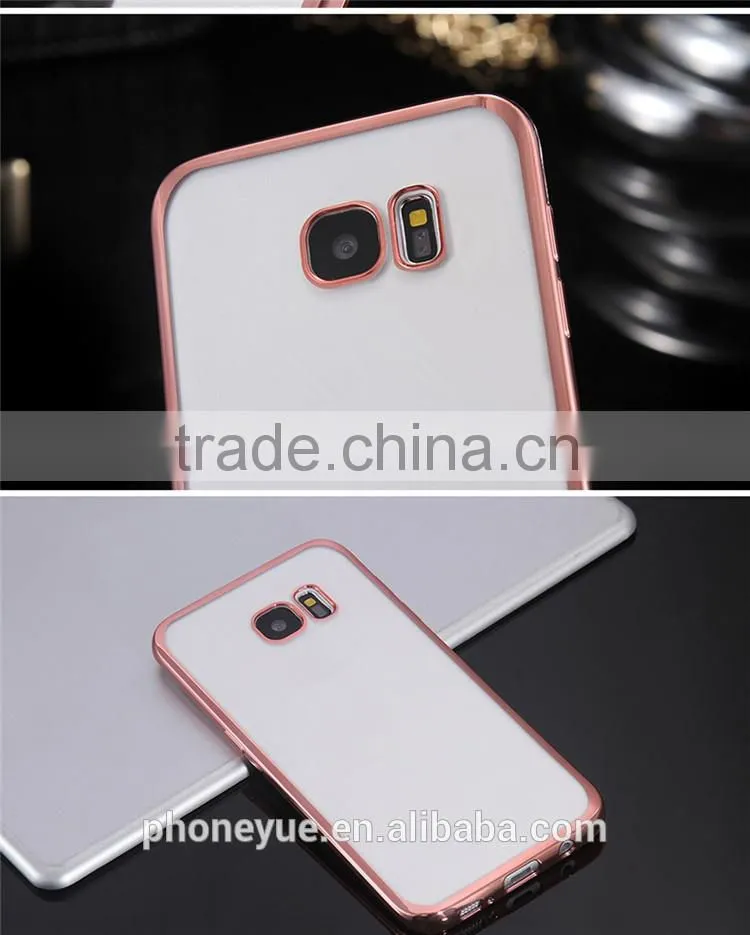Luxury Rose Gold TPU Plating Plated Edge Soft Clear Case for Samsung S7 edge