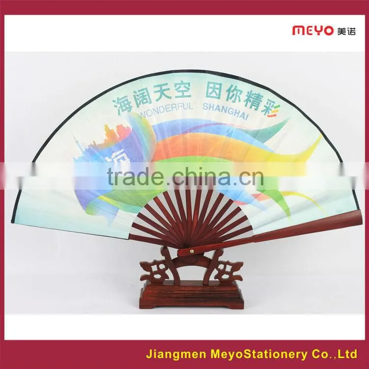 2015 Sales Advertising Gift Customized Bamboo Fabric Folding Hand Fan