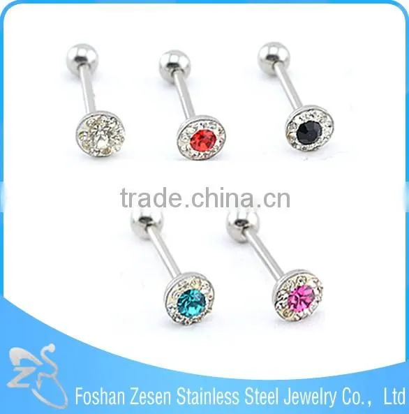 Hot Selling Body Jewelry Crystal Tongue Ring Unique Piercing Jewelry
